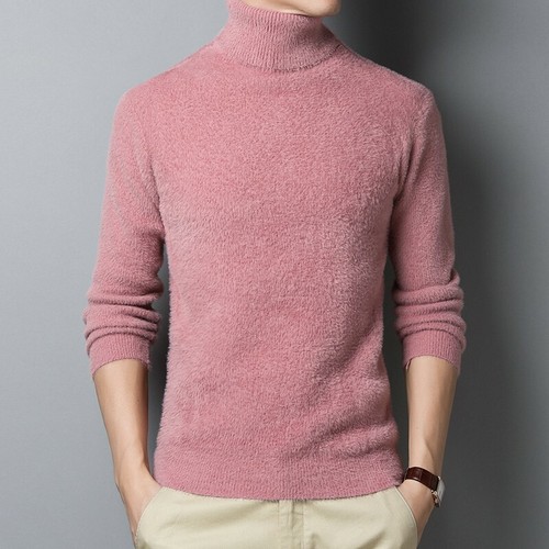 mens pink turtleneck sweater
